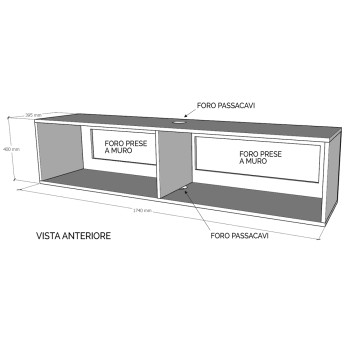 Isoka Elements - Flap TV-Wandeinheit mit Kabelverschraubung L.173,6 H.40 S.39,2 Natureiche