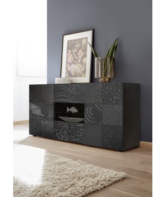 Sideboard 2 Türen 2 Schubladen MIRO 181x84x43 cm schwarze Farbe