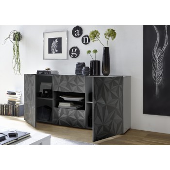 Sideboard 2 Türen 2 Schubladen PRISMA schwarz