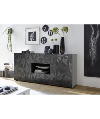 Sideboard 2 Türen 2 Schubladen PRISMA schwarz