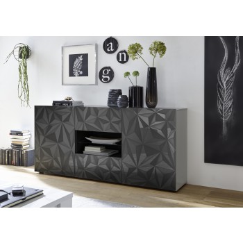 Sideboard 2 Türen 2 Schubladen PRISMA schwarz