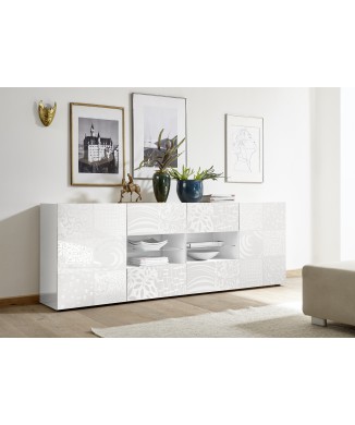 Sideboard 2 Türen 4 Schubladen MIRO 241x84x43 cm weiße Farbe