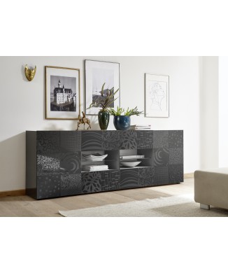 Sideboard 2 Türen 4 Schubladen MIRO 241x84x43 cm graue Farbe