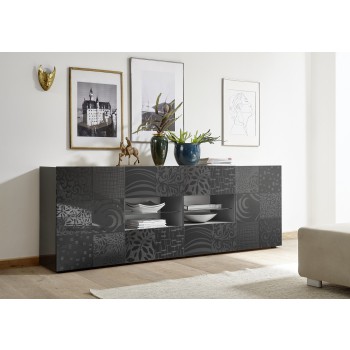 Sideboard 2 Türen 4 Schubladen MIRO 241x84x43 cm graue Farbe