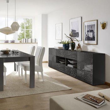 Sideboard 2 Türen 4 Schubladen MIRO 241x84x43 cm schwarz Farbe