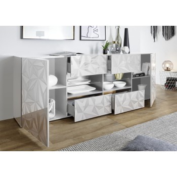 Sideboard 2 Türen 4 Schubladen PRISMA weiß