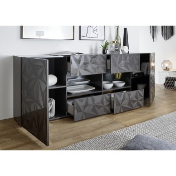 Sideboard 2 Türen 4 Schubladen PRISMA schwarz