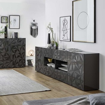 Sideboard 2 Türen 4 Schubladen PRISMA schwarz