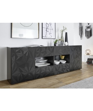 Sideboard 2 Türen 4 Schubladen PRISMA schwarz