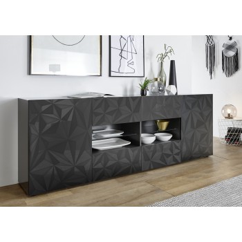 Sideboard 2 Türen 4 Schubladen PRISMA schwarz