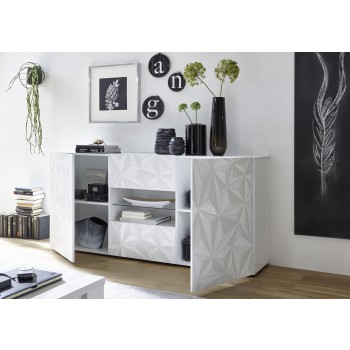 PRISMA Sideboard mit 2 Türen und 2 Schubladen in weißer Farbe