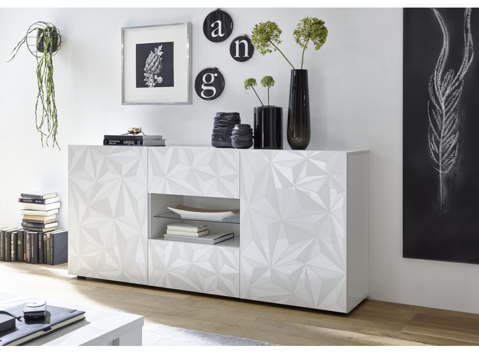 PRISMA Sideboard mit 2 Türen und 2 Schubladen in weißer Farbe