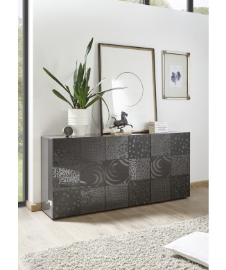 MIRO 3-türiges Sideboard 181x84 x43 cm schwarze Farbe