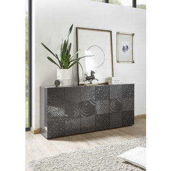 MIRO 3-türiges Sideboard 181x84 x43 cm schwarze Farbe