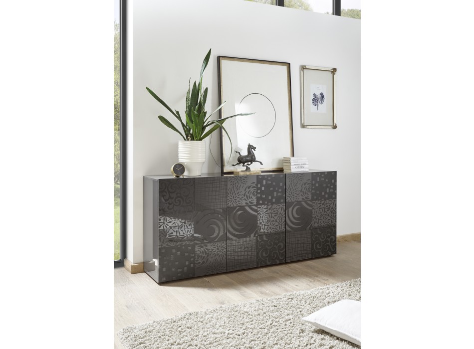 MIRO 3-türiges Sideboard 181x84 x43 cm schwarze Farbe