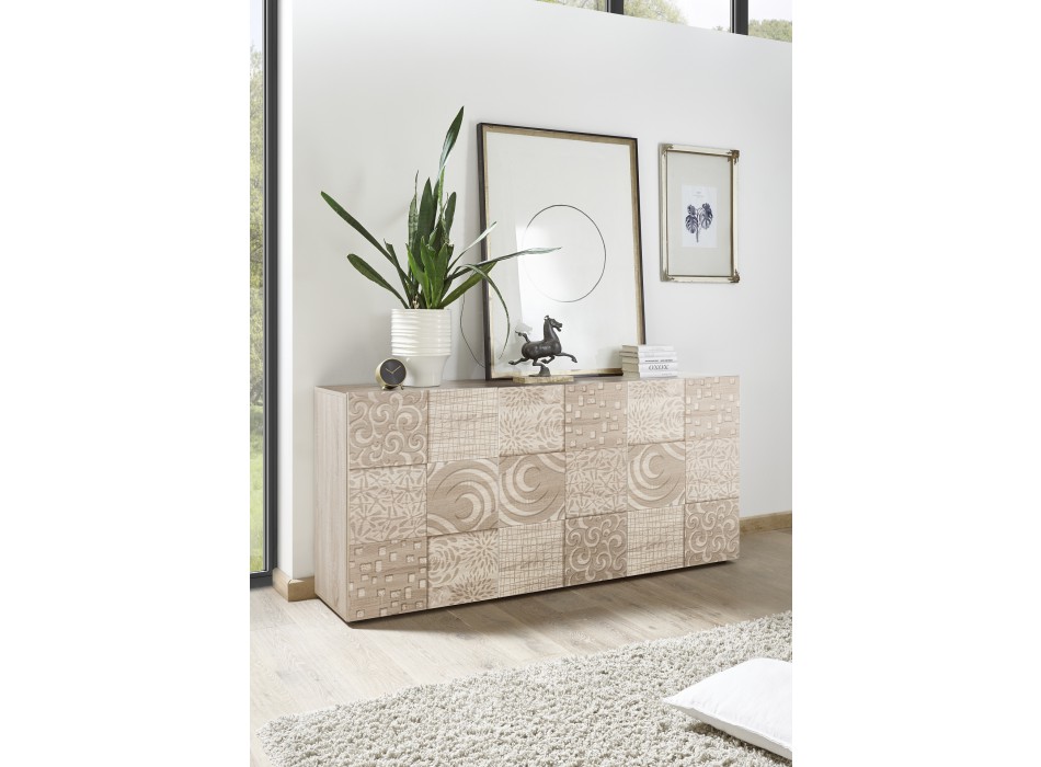 MIRO 3-türiges Sideboard 181x84x43 cm Eichenfarbe