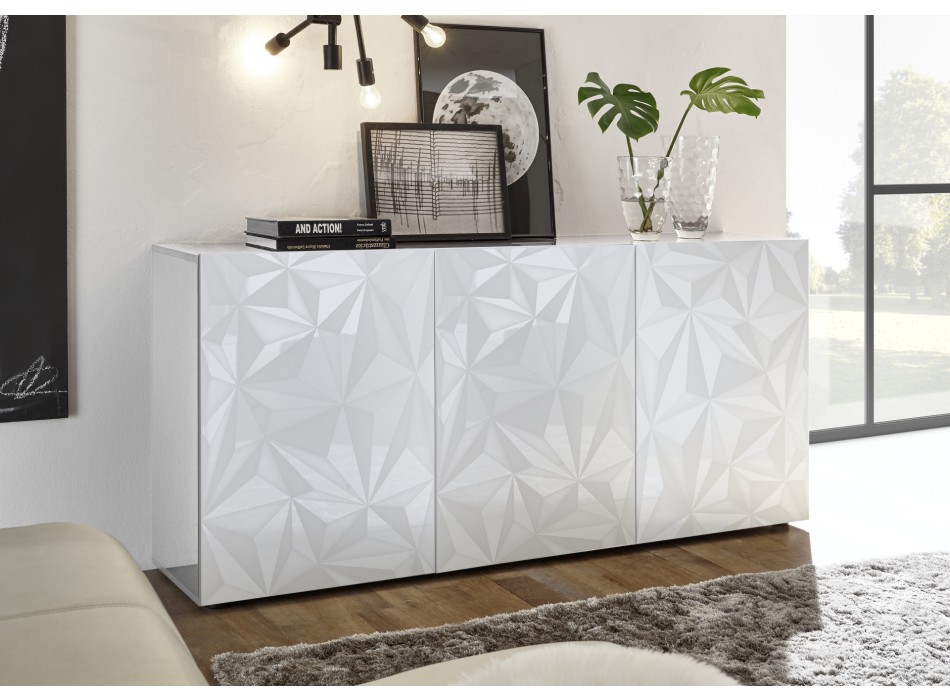 PRISMA 3-türiges Sideboard in weißer Farbe