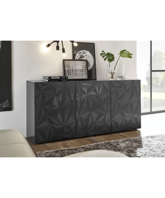 PRISMA 3-türiges Sideboard in schwarzer Farbe