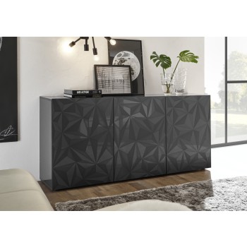 PRISMA 3-türiges Sideboard in schwarzer Farbe