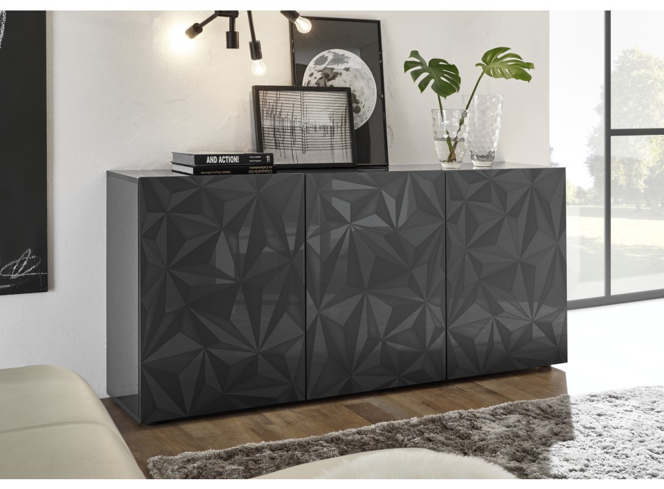 PRISMA 3-türiges Sideboard in schwarzer Farbe