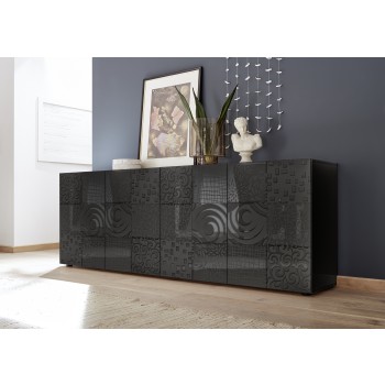 MIRO 4-türiges Sideboard 241x84x43 cm schwarze Farbe