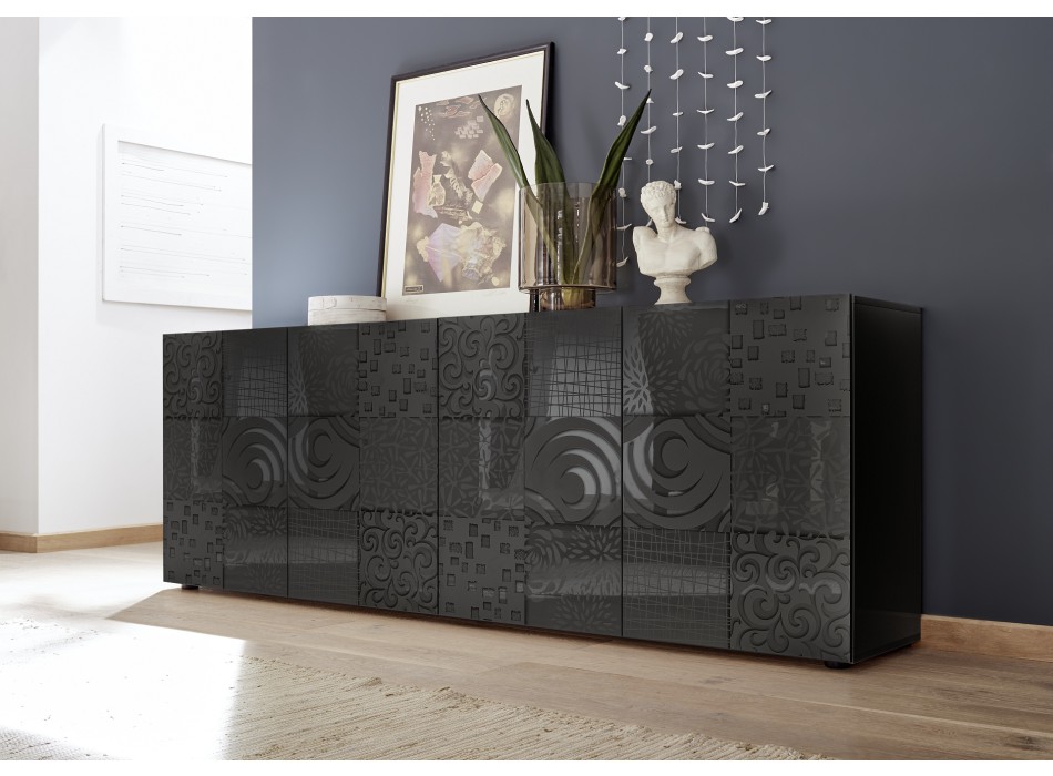 MIRO 4-türiges Sideboard 241x84x43 cm schwarze Farbe