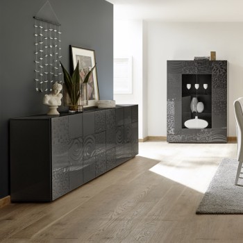 MIRO 4-türiges Sideboard 241x84x43 cm schwarze Farbe