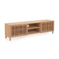 Beyla TV-Schrank 2 Türen aus Massivholz und Eichenfurnier 180 x 49,5 cm FSC100%