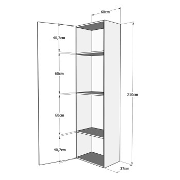 Mod.Kentaro 1/2 – Bett 120 Kentaro White Ash mit Säule – Hängeschrank mit Oberlicht – Hängeschrank über Säule