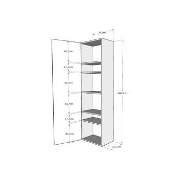 Mod.Kentaro Sofà 1/2 - Bett 120 Kentaro Sofa Esche weiß mit Säule - Hängeschrank mit Oberlicht - Hängeschrank über Säule