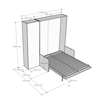 Mod.Kentaro Französisches Sofa - Bett 140 Kentaro Sofa Weiße Esche mit Links-Rechts-Säule