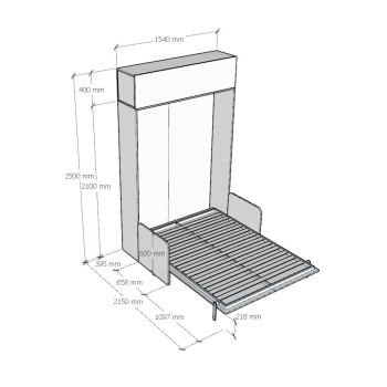 Mod. Französisches Kentaro-Sofa – 140 Betten, Kentaro-Sofa aus weißer Esche mit Oberlicht-Wandelement