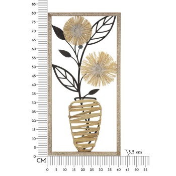 WANDPANEEL AUS EISEN UND HOLZVASE