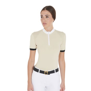 SLIM FIT DAMEN-POLOSHIRT MIT KONTRASTSTRÄGERN