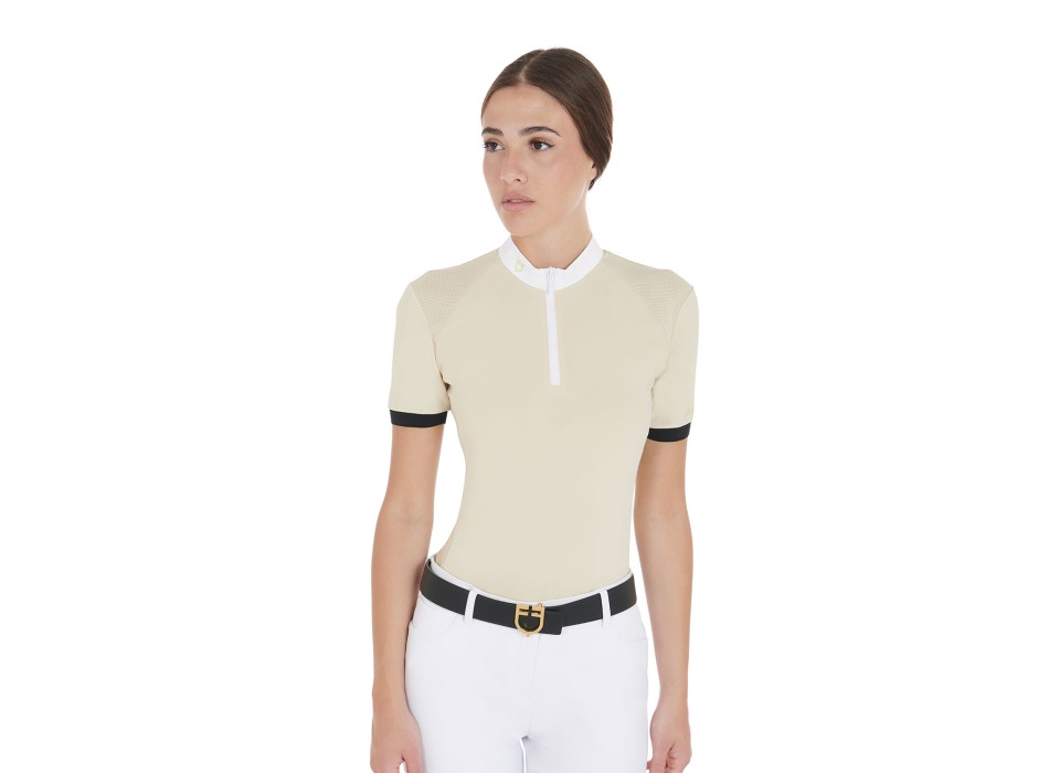 SLIM FIT DAMEN-POLOSHIRT MIT KONTRASTSTRÄGERN