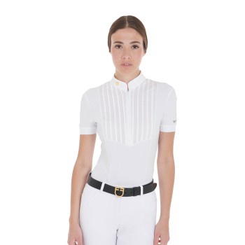 SLIM FIT-POLOSHIRT AUS plissierter BAUMWOLLE FÜR DAMEN