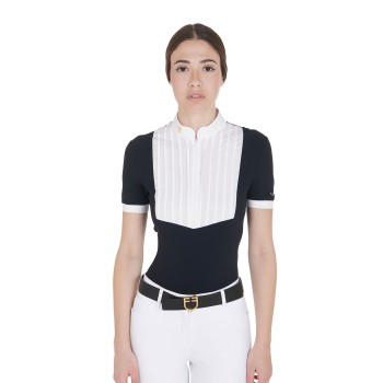 SLIM FIT-POLOSHIRT AUS plissierter BAUMWOLLE FÜR DAMEN