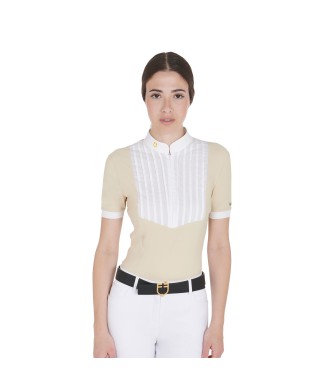 SLIM FIT-POLOSHIRT AUS plissierter BAUMWOLLE FÜR DAMEN