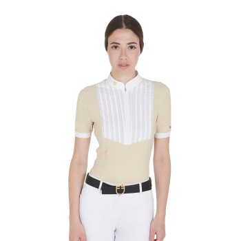 SLIM FIT-POLOSHIRT AUS plissierter BAUMWOLLE FÜR DAMEN