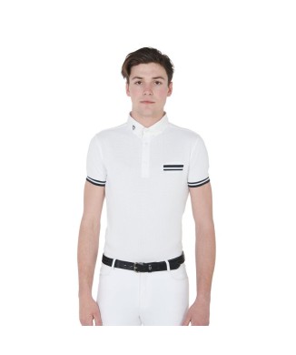 SLIM FIT WETTKAMPF-POLOSHIRT FÜR HERREN MIT SCHWARZEN EINSÄTZEN