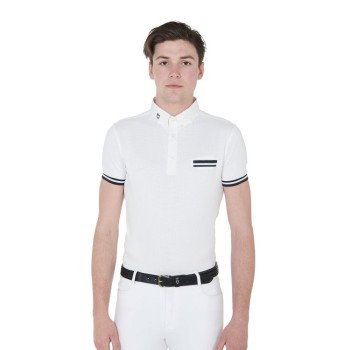 SLIM FIT WETTKAMPF-POLOSHIRT FÜR HERREN MIT SCHWARZEN EINSÄTZEN