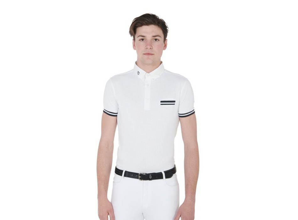 SLIM FIT WETTKAMPF-POLOSHIRT FÜR HERREN MIT SCHWARZEN EINSÄTZEN