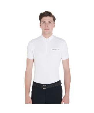 SLIM FIT WETTKAMPF-POLOSHIRT FÜR HERREN AUS PERFORIERTEM STOFF