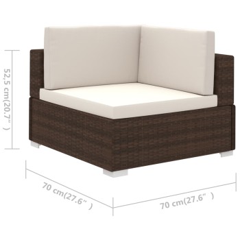 Gartensofa-Set 6-teilig mit Polyrattan-Kissen