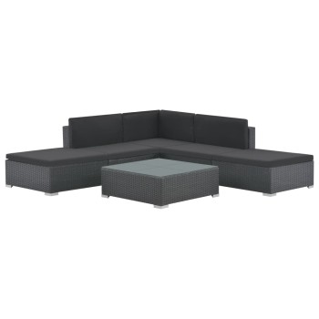 Gartensofa-Set 6-teilig mit Polyrattan-Kissen