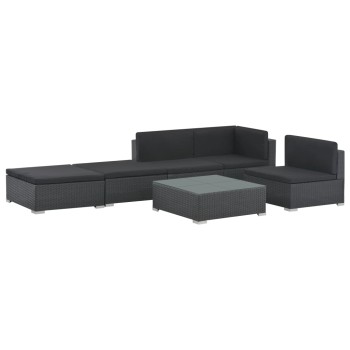 Gartensofa-Set 6-teilig mit Polyrattan-Kissen