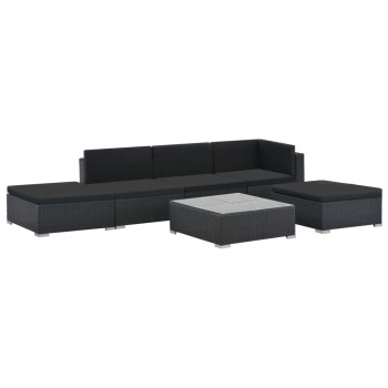 Gartensofa-Set 6-teilig mit Polyrattan-Kissen