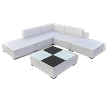 Gartensofa-Set 6-teilig mit Polyrattan-Kissen