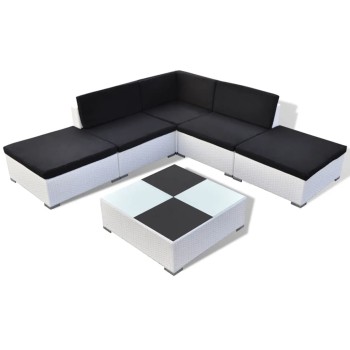 Gartensofa-Set 6-teilig mit Polyrattan-Kissen