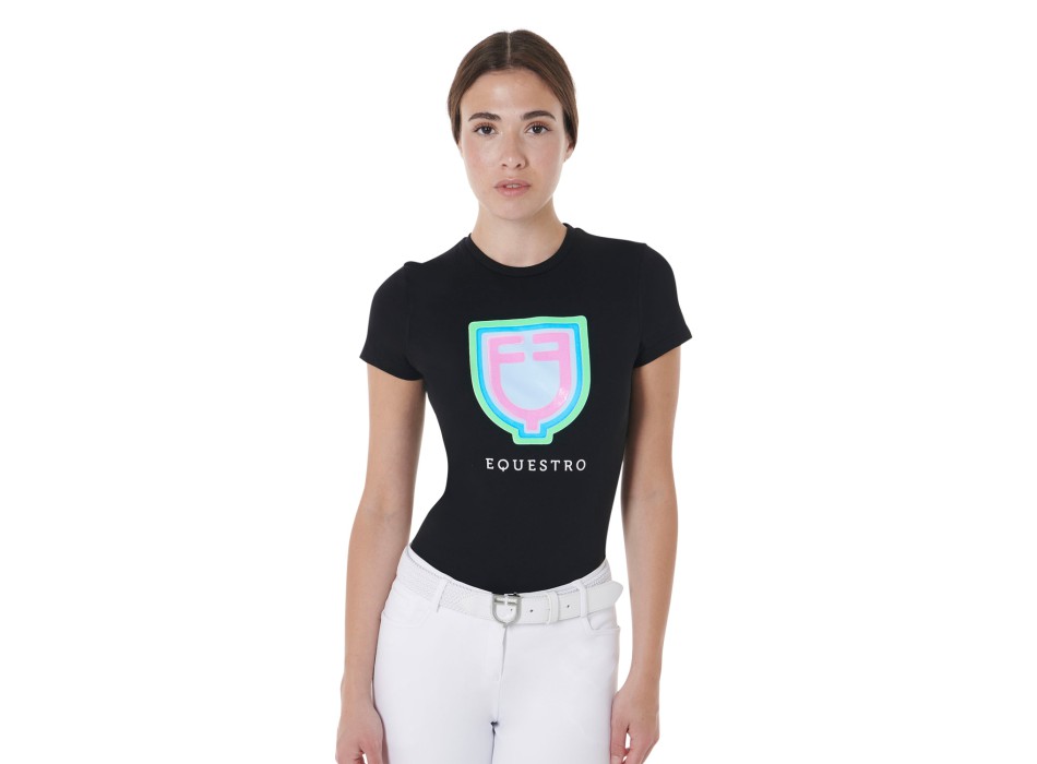 SLIM FIT DAMEN-T-SHIRT MIT PSYCHEDELIC-LOGO